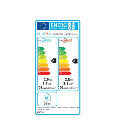 Climatiseur fixe KLIMEA 15 HP inverter 3,5 kW